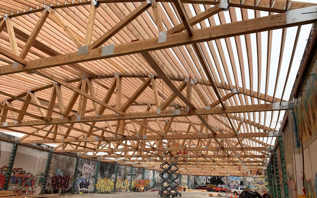 Bowstring Trusses in Vintage L.A. Warehouse New Roof Structure